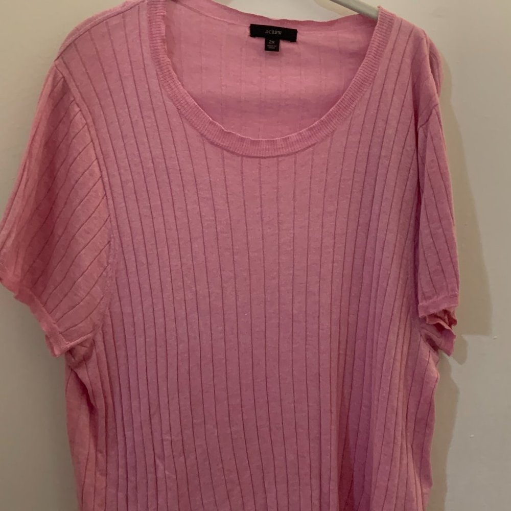 J. Crew Silk-cashmere cropped T-Shirt, size 2X, pink color Hthr rose tea